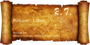 Rötzer Tibor névjegykártya